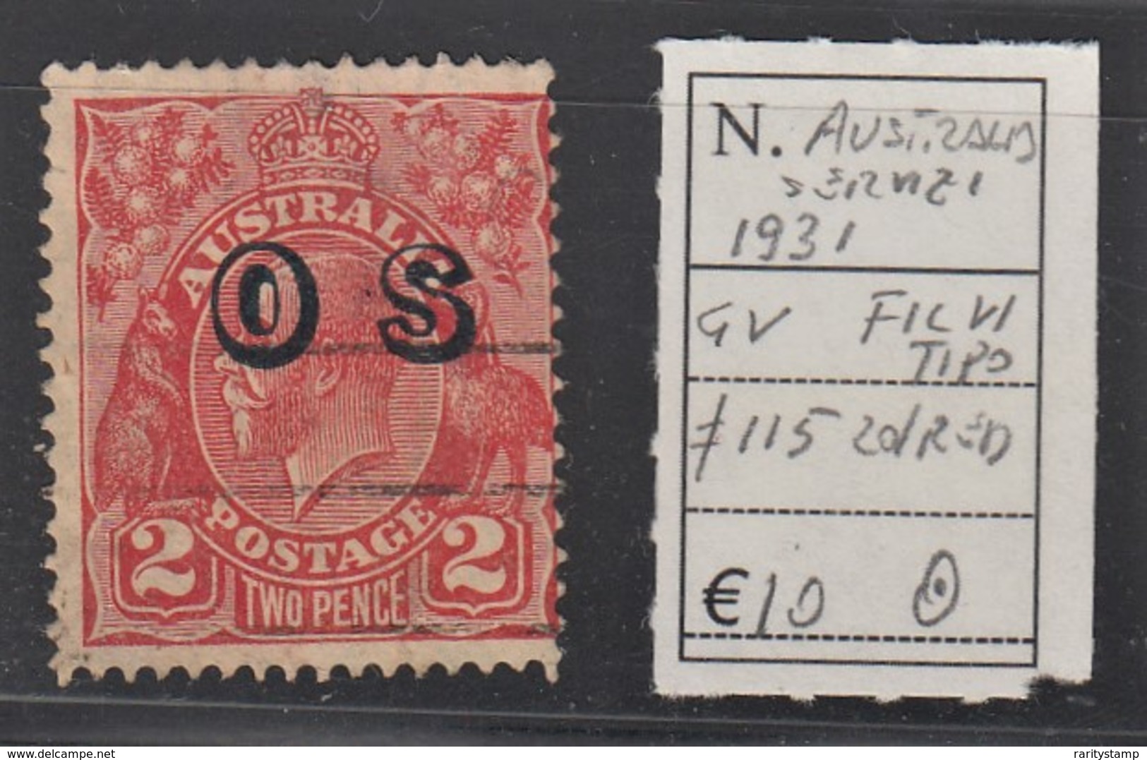 AUSTRALIA 1931 SERVIZI 2D RED N. 115 FIL. VI TIPO - Dienstzegels