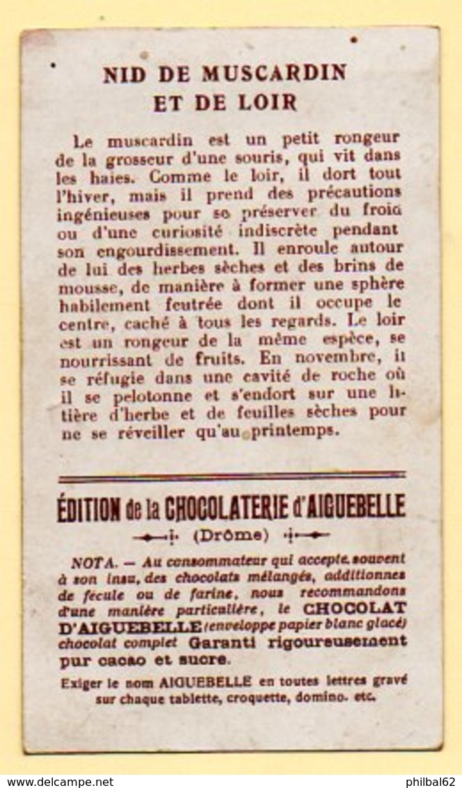 Chromo Chocolat D'Aiguebelle. Nid De Muscardin Et De Loir. - Aiguebelle