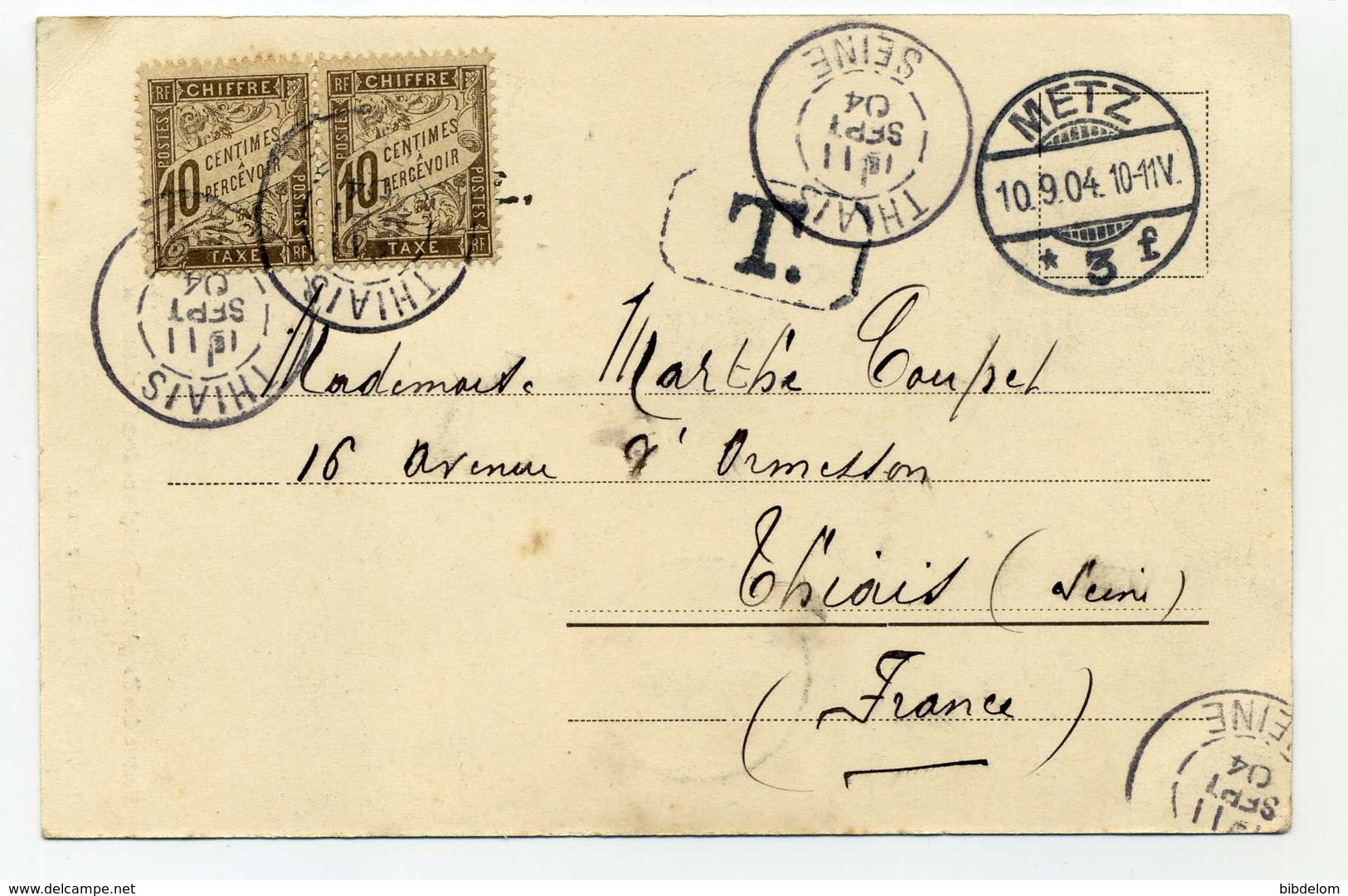 CARTE POSTALE  TAXEE - - 1859-1959 Lettres & Documents