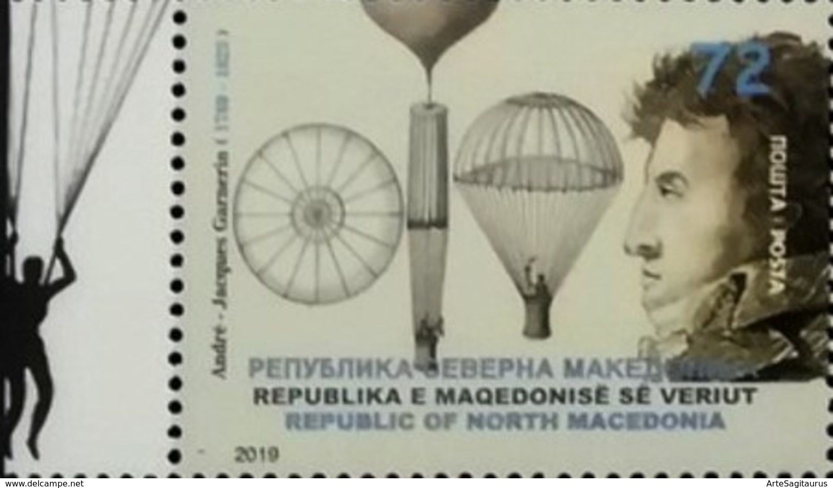 REPUBLIC OF NORTH MACEDONIA, 2019, STAMP, MICHEL 866 - ANDRE JACQUES GARNERIN ** - Springconcours