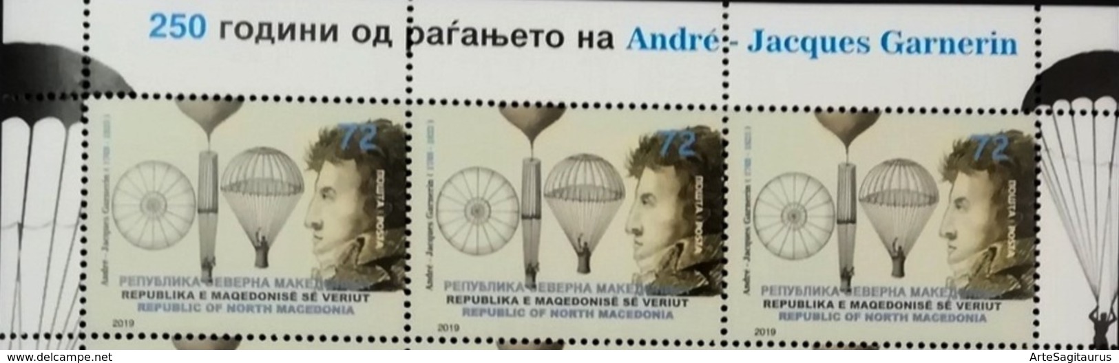 REPUBLIC OF NORTH MACEDONIA, 2019, STAMP, MICHEL 866 - ANDRE JACQUES GARNERIN ** - Jumping