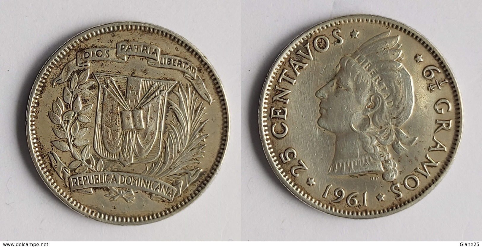 Dominican Republic 25 Centavos, 1961 KM 20 - Dominicaine