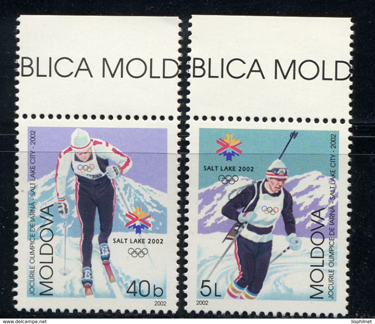 MOLDAVIE MOLDOVA 2002, J.O. Salt Lake City, Ski, 2 Valeurs, Neufs / Mint. R1454 - Winter 2002: Salt Lake City