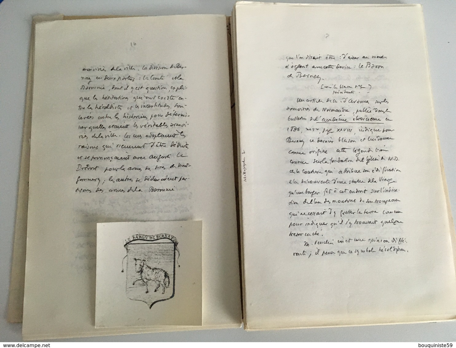 Manuscrit De F. Malbranch  " Quelques Mots Sur La Sigillographie " 1891 - Manuscripts