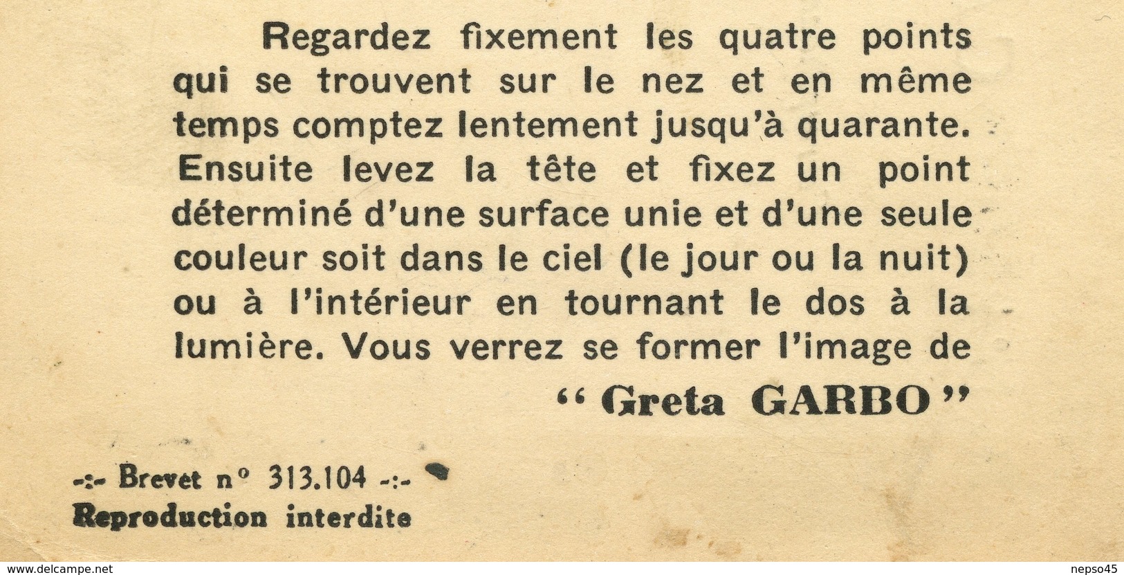 Carte à Système Optique.persistance Rétinienne.illusions.actrice Hollywoodienne Greta Garbo. - A Systèmes