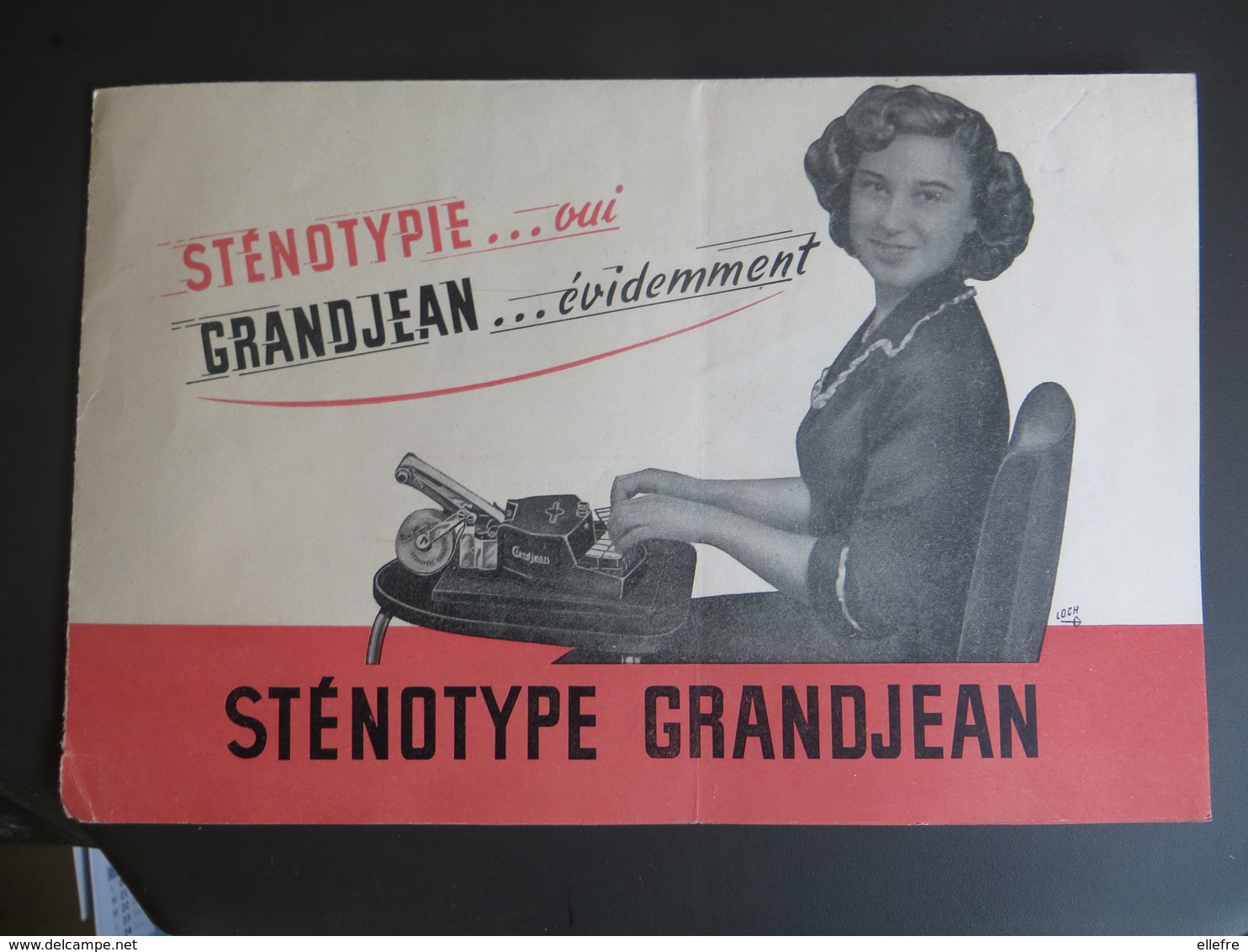 ECRITURE CALLYGRAPHIE STENOTYPE GRANDJEAN MACHINE A ECRIRE STENOGRAPHIE BUREAUTIQUE Dépliant Publicitaire - Advertising