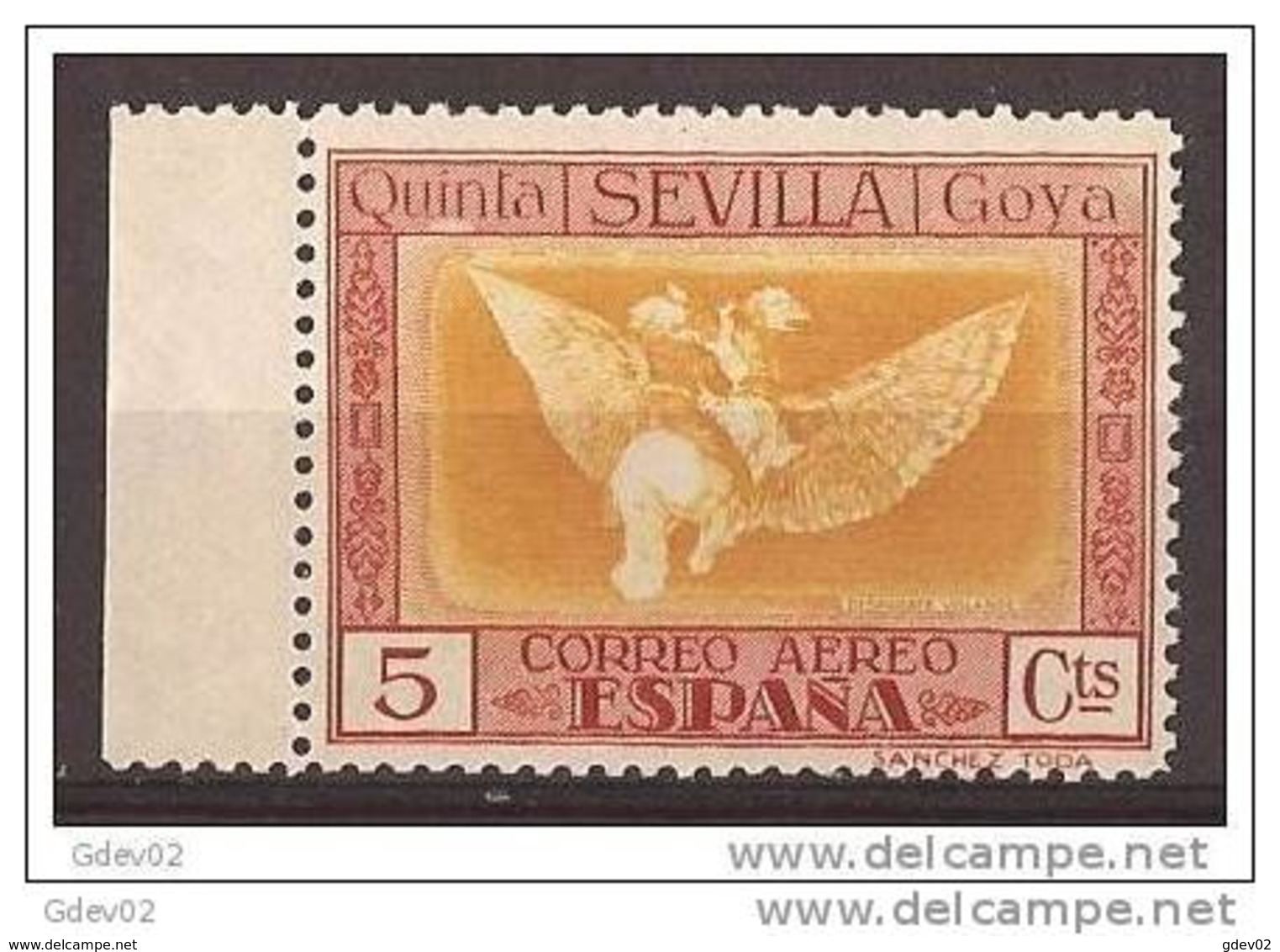 ES518-LAB010TEUESPSC.España Spain.Espagne ALEGORIAS DE GOYA  AEREA 1930 (Ed 518**) Sin Clarnela LUJO BORDE DE HOJA - Otros & Sin Clasificación