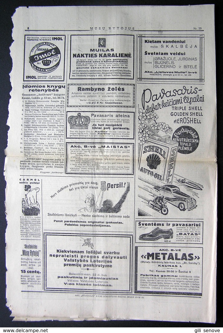 Lithuanian Newspaper/ Mūsų Rytojus No. 30 (628) 1936.04.17 - Informaciones Generales