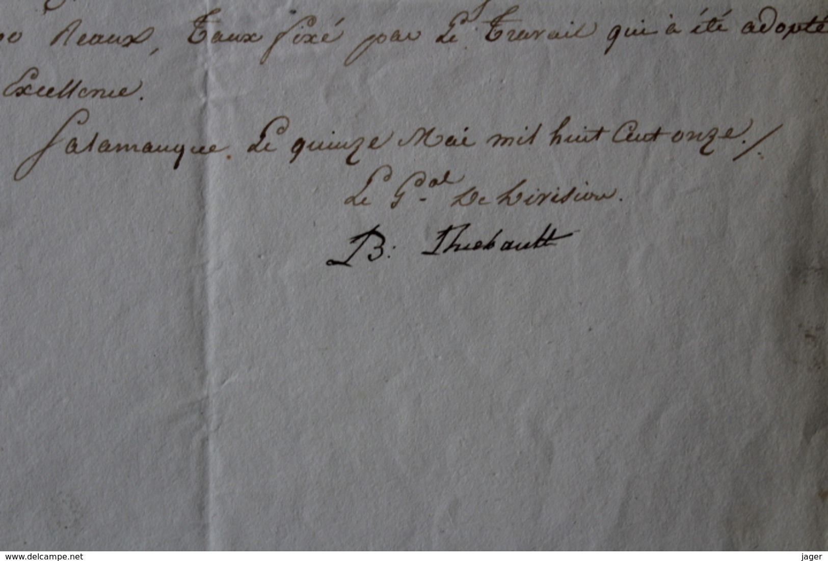 1811 Nomination Salamanque Espagne Autographe Général De Division Baron Thiebault - Historische Documenten