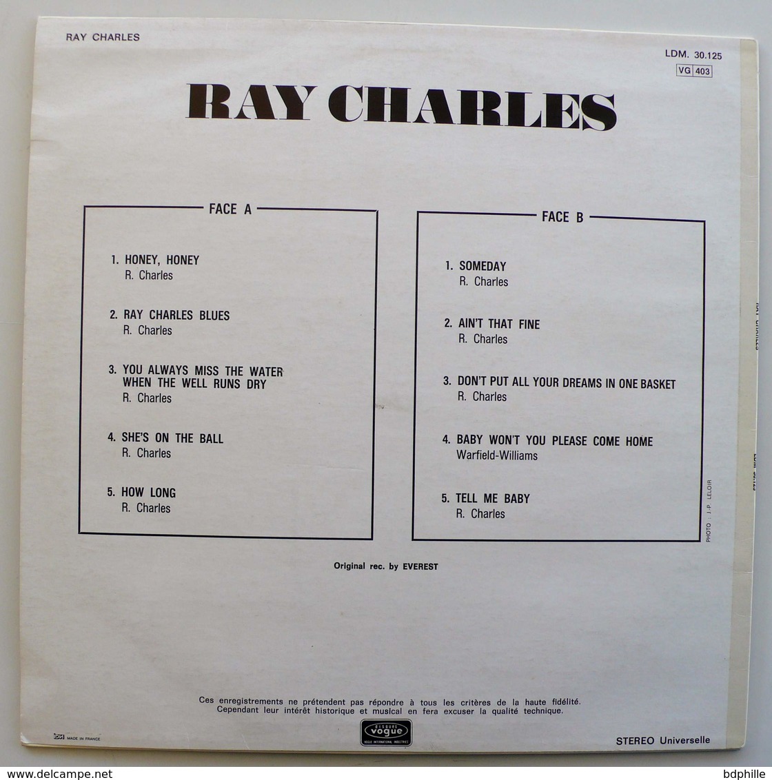 Ray Charles Blues, Honey Honey LP 33 1972 - Blues