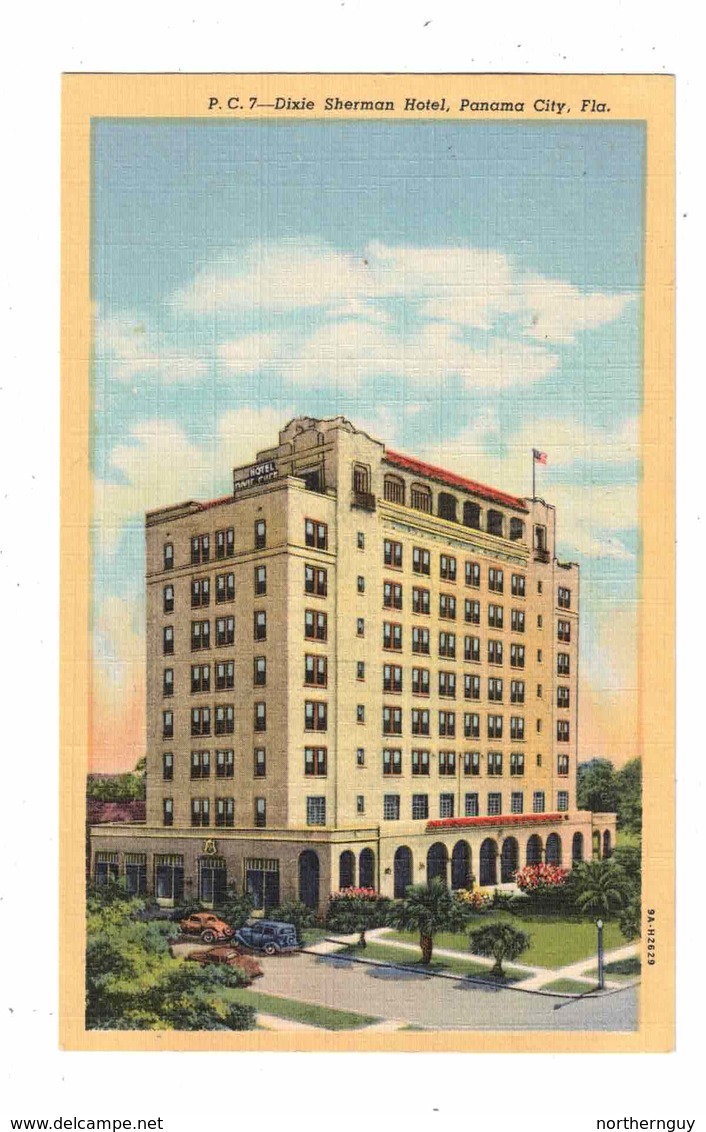 PANAMA CITY, Florida, USA, Dixie Sherman Hotel, Old Linen Postcard - Panamá City