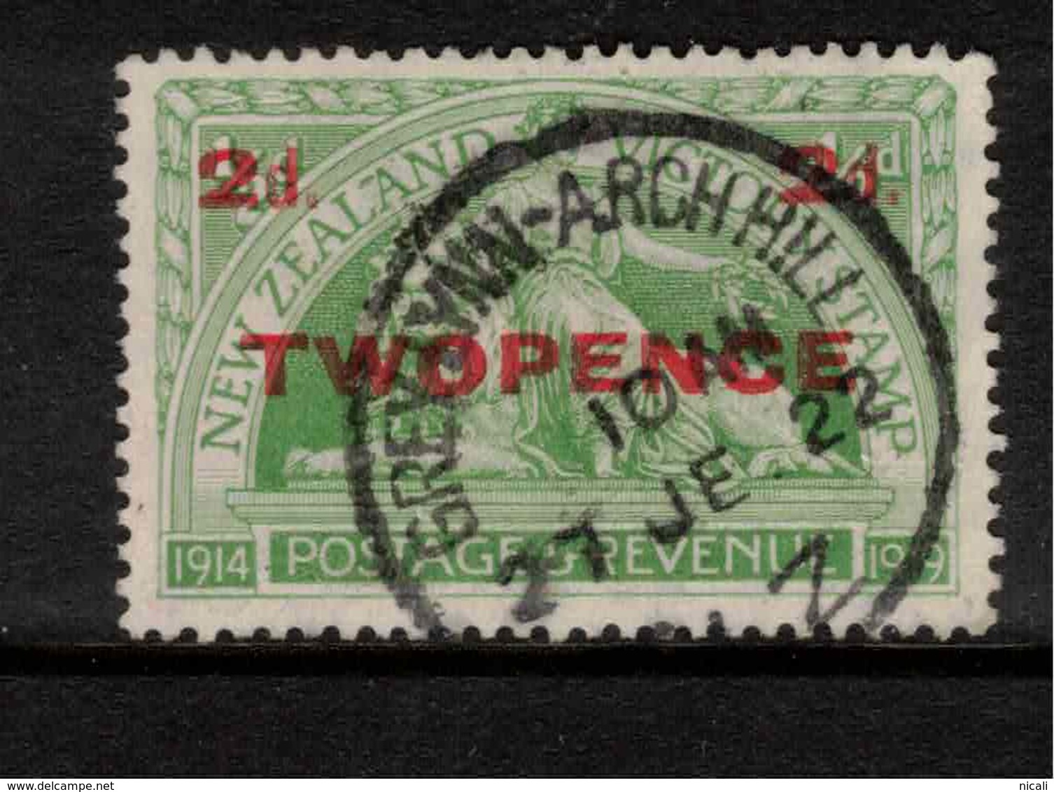 NZ 1922 2d On 1/2d Peace Pmk = Grey Lynn-Arch Hill SG 459 U ZZ84 - Oblitérés