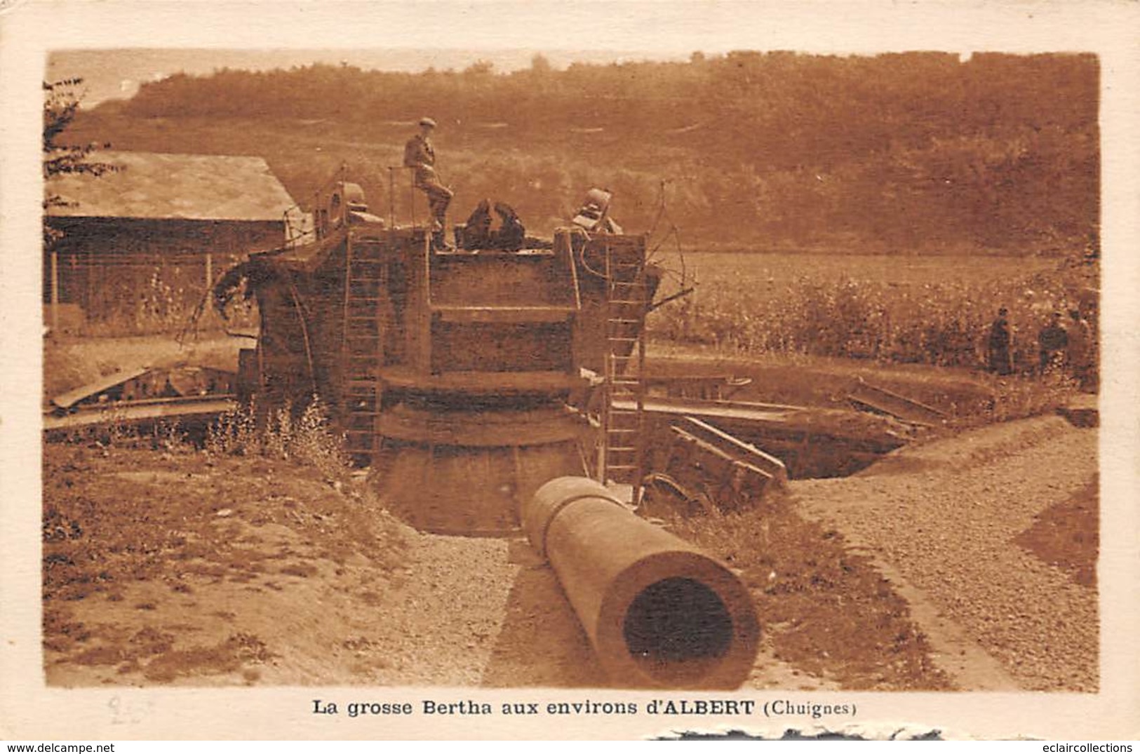 Thème.  Militaria. Matériel.     La Grosse Bertha Aux Environs D'Albert      (rognures Voir Scan) - Ausrüstung