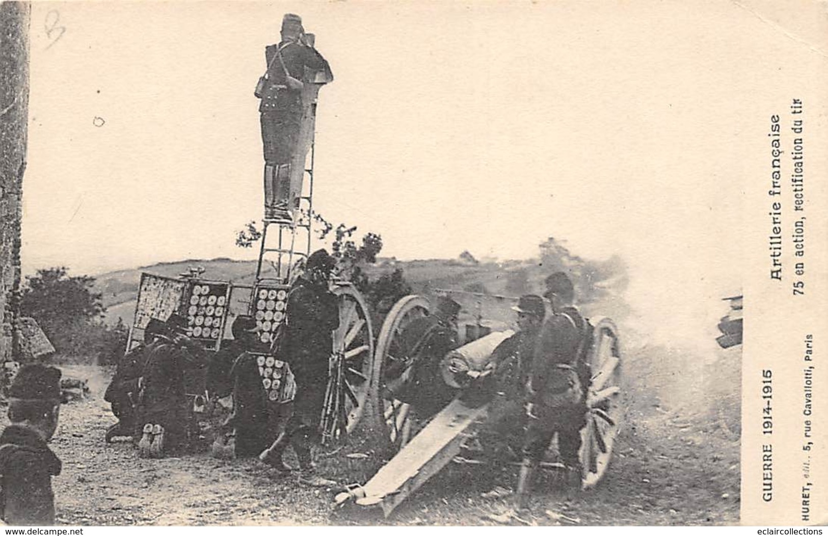 Thème.  Militaria. Matériel.     Artillerie Française  Canon De 75 En Action Rectification De Tir      (Voir Scan) - Materiaal