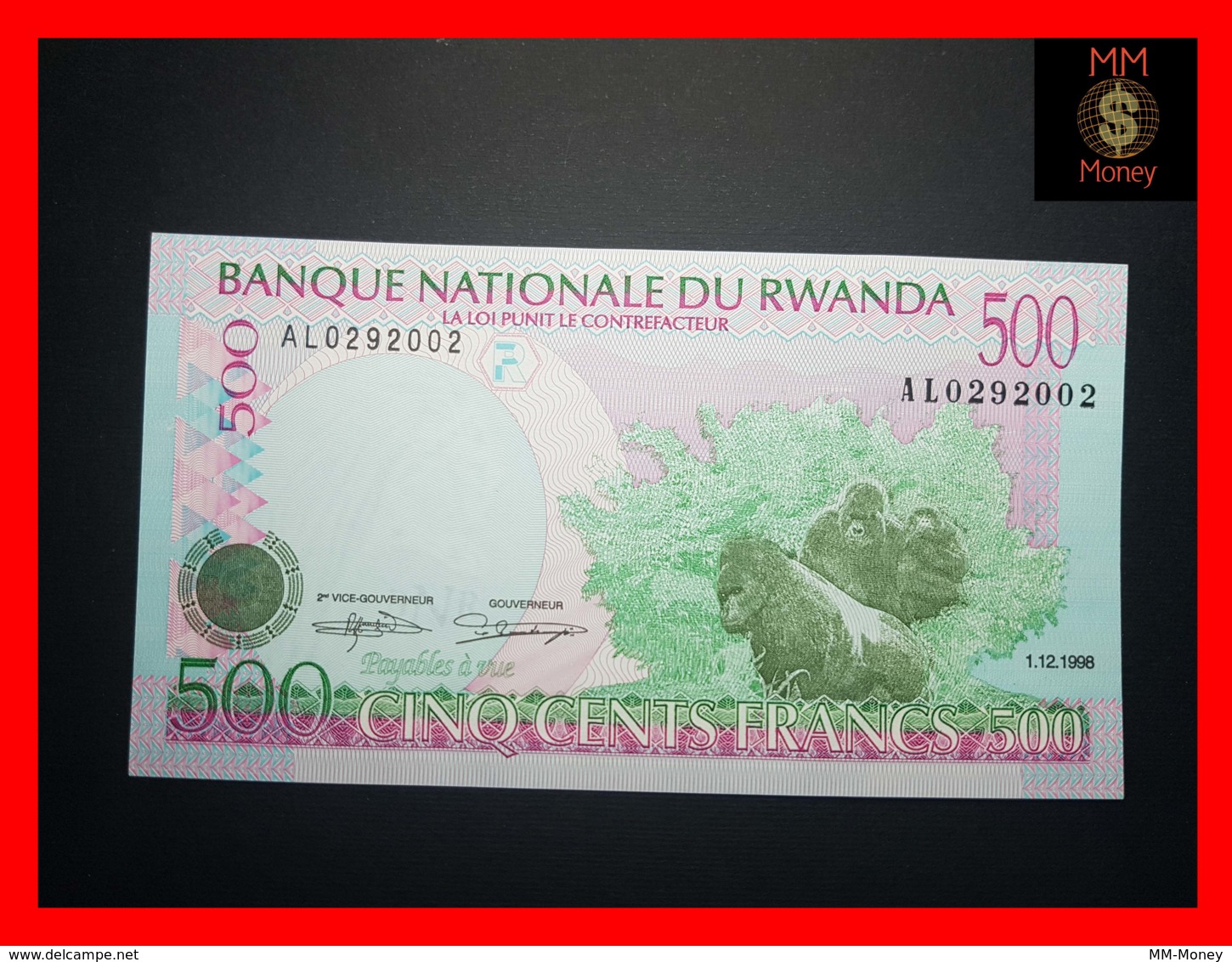 RWANDA 500 Francs 1.12.1998  P. 26  UNC - Rwanda