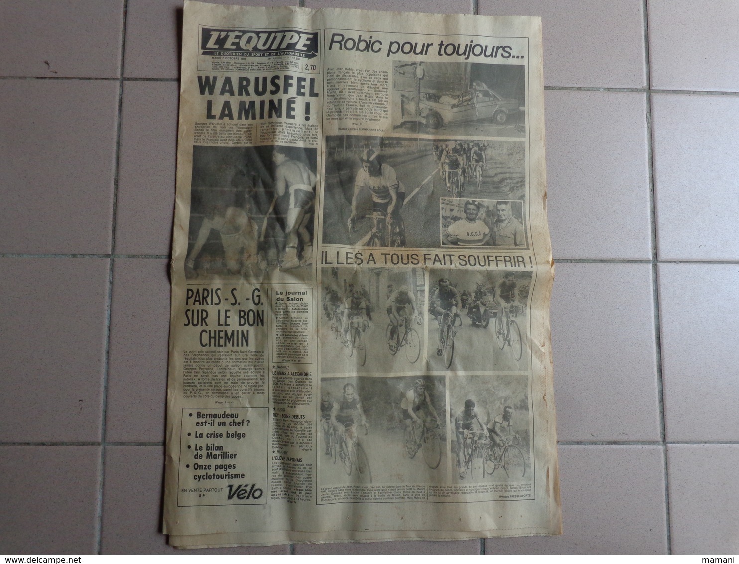 Journal L'equipe Octobre 1980 (robic)- Warusfel Lamine - 1950 - Nu