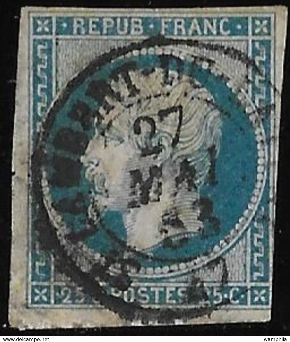 France N°10 Oblitéré Petit Cachet à Date St Lambert Du Lattay (47) Cote 1000€ RARE. - 1852 Louis-Napoleon