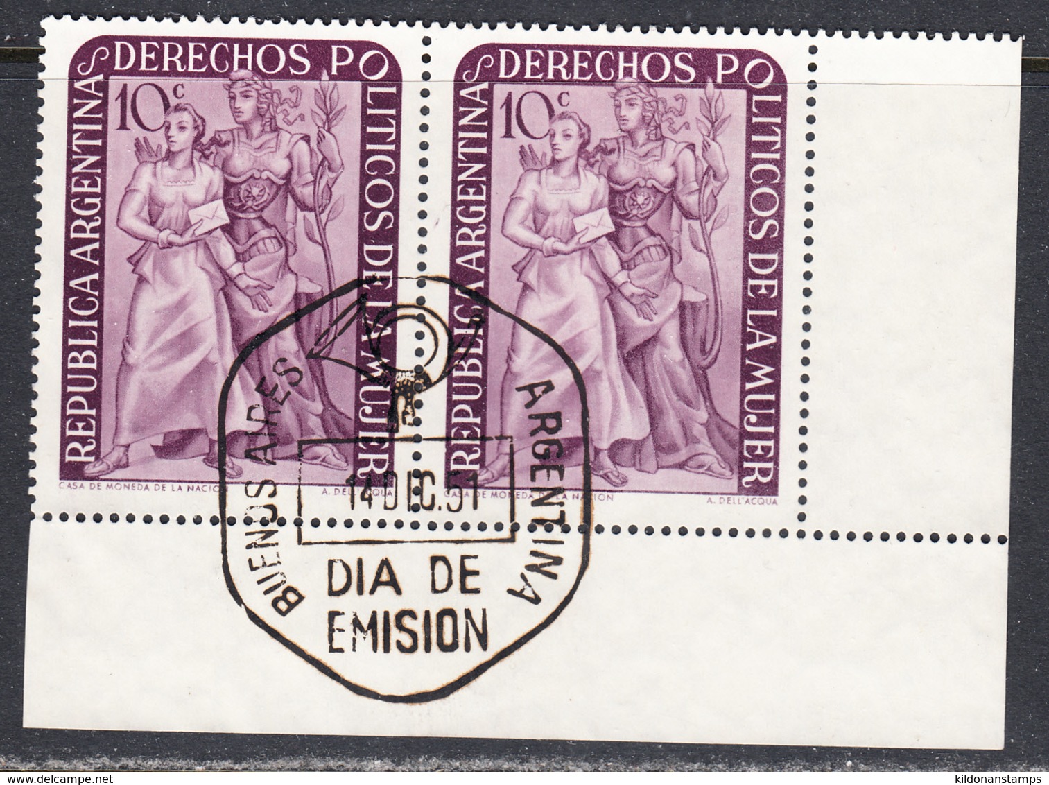 Argentina 1951 First Day Issue, Cancelled, Pair, Sc# 598, SG ,Yt - Usati