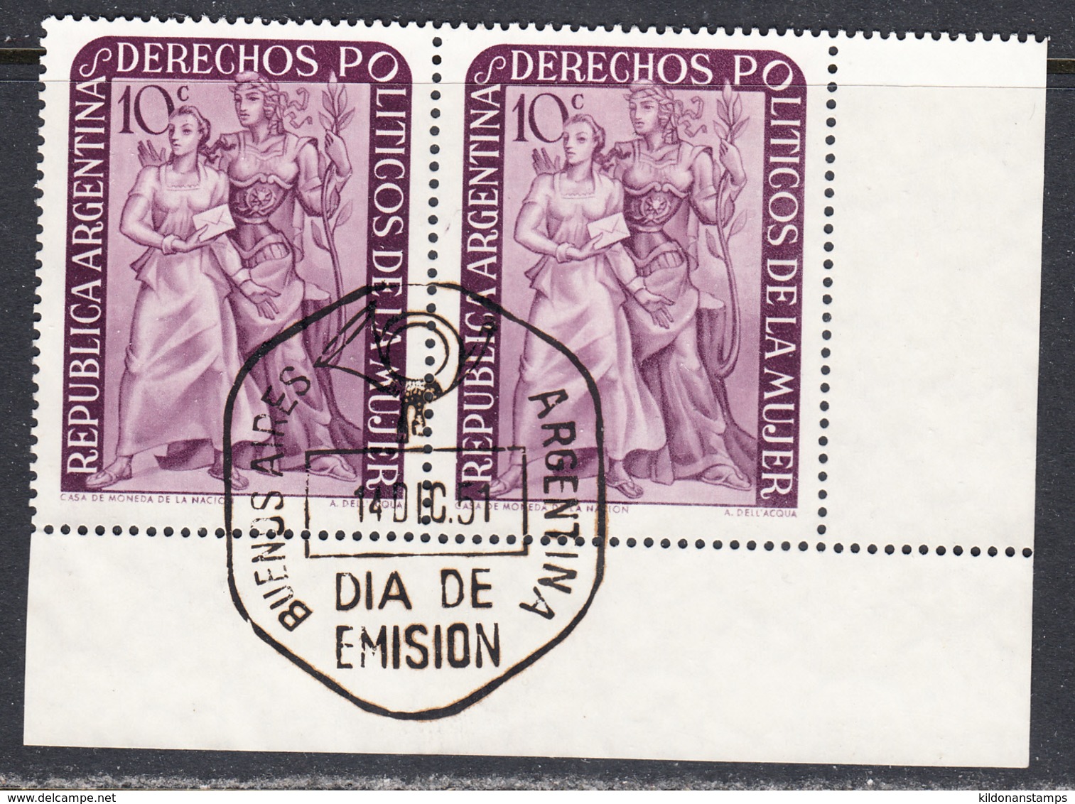 Argentina 1951 First Day Issue, Cancelled, Pair, Sc# 598, SG ,Yt - Gebruikt