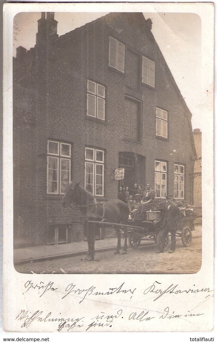 ELMSHORN Geschäftshaus Einspänner Plattenwagen Original Private Fotokarte Gelaufen 3.1.1912 - Elmshorn