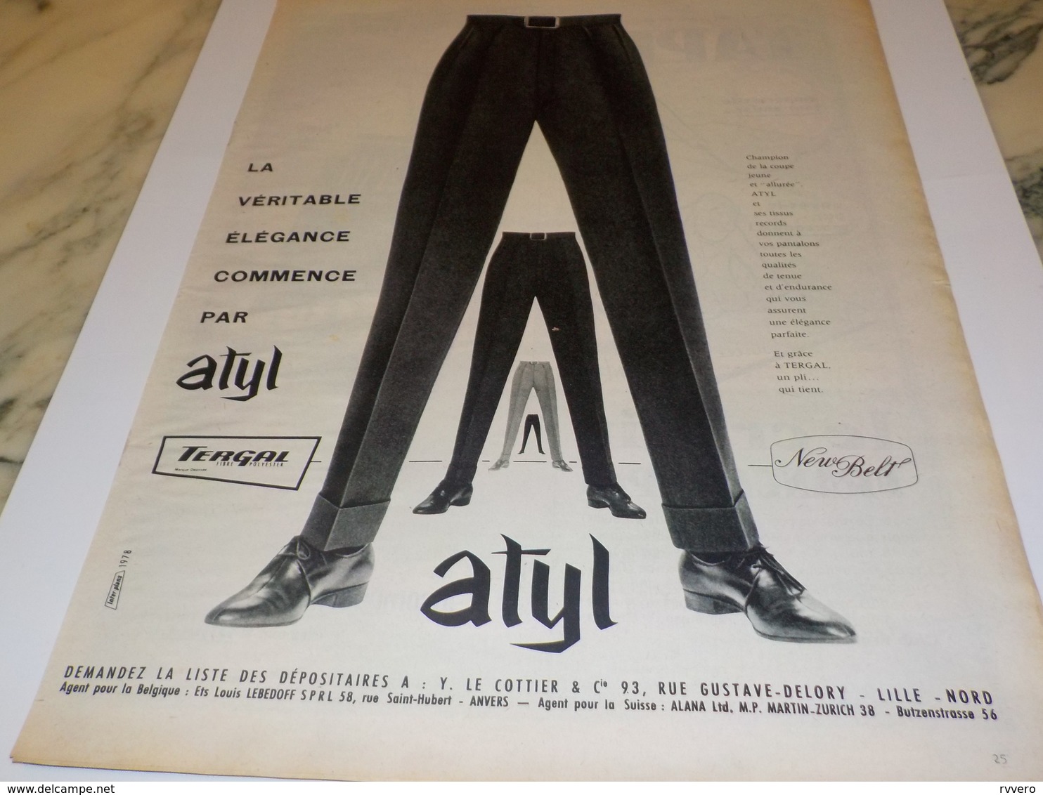 ANCIENNE PUBLICITE ELEGANCE  AVEC ATYLTERGAL  1960 - Sonstige & Ohne Zuordnung