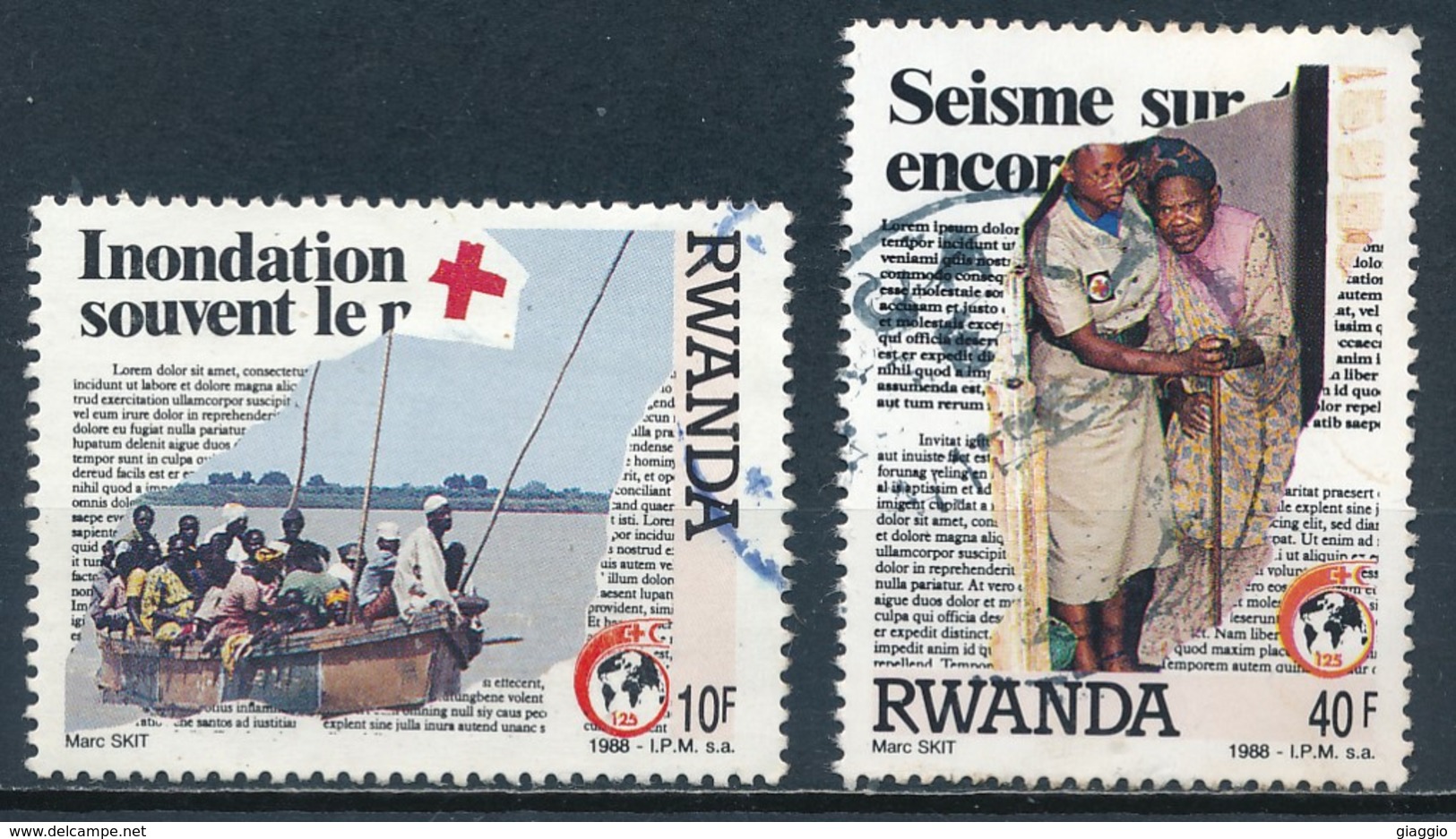 °°° RWANDA - Y&T N°1272/74 - 1988 °°° - Oblitérés