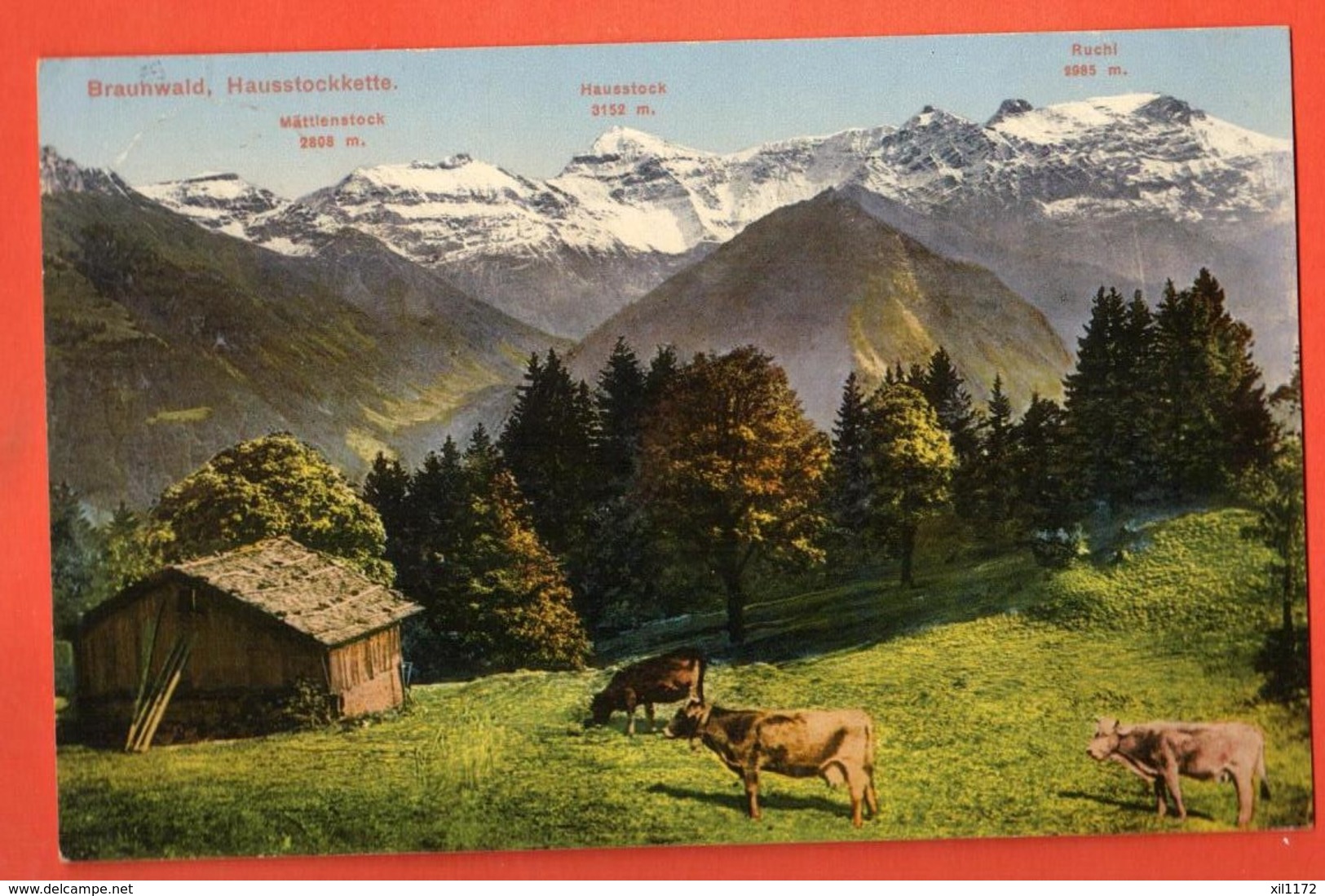 TST-34  Braunwald Kuhe. Gelaufen Nach Ennenda1915 - Braunwald