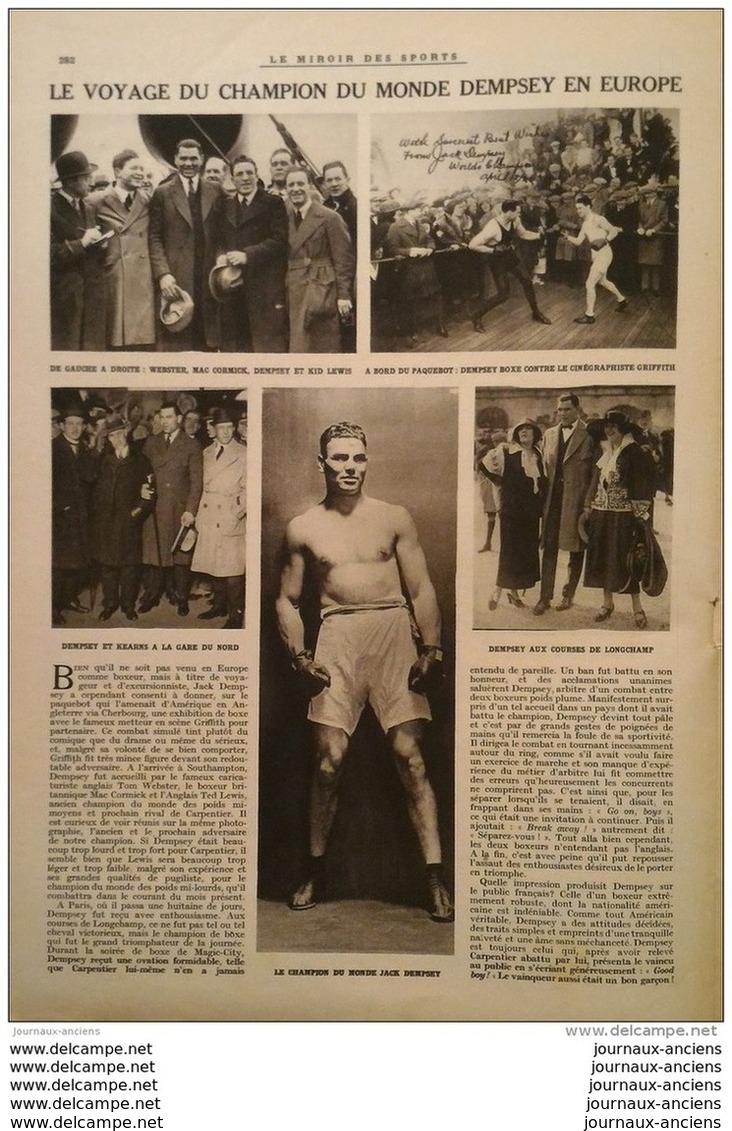 1922 CHATEAU LA VALLIÉRE PARIS TOURS - LE HAZENA - BOXE DEMPSEY - HOCKEY SUR GAZON - CHELSEA FOOTBALL CLUB - Autres & Non Classés