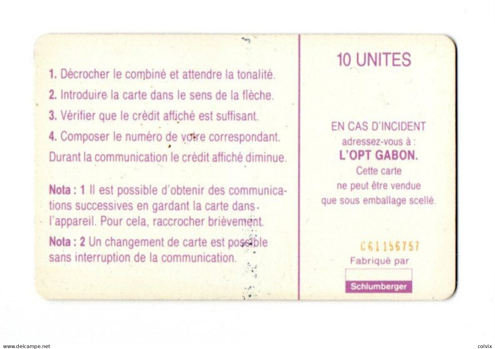 GABON Ref MV Cards : GAB-25 MAP OF GABON 10 U - Gabon