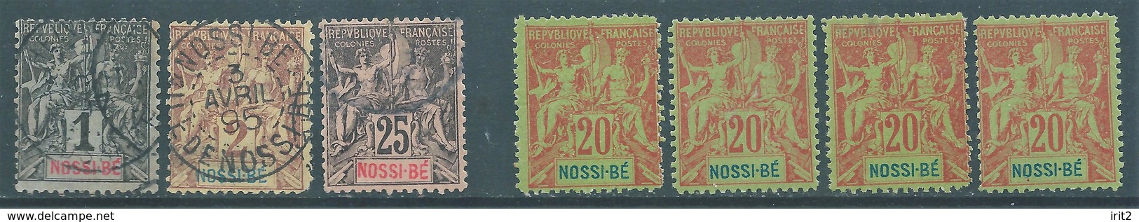 France(old Colonies And Protectorates)NOSSI.BE,1894 Inscription:"NOSSI-BE"-1C-2C-25C Used + Four 20C MNH, Value:€42,00 - Otros & Sin Clasificación