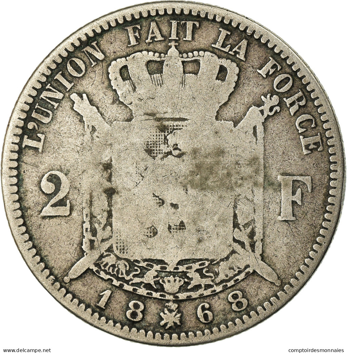 Monnaie, Belgique, Leopold II, 2 Francs, 2 Frank, 1868, TB, Argent, KM:30.1 - 2 Frank