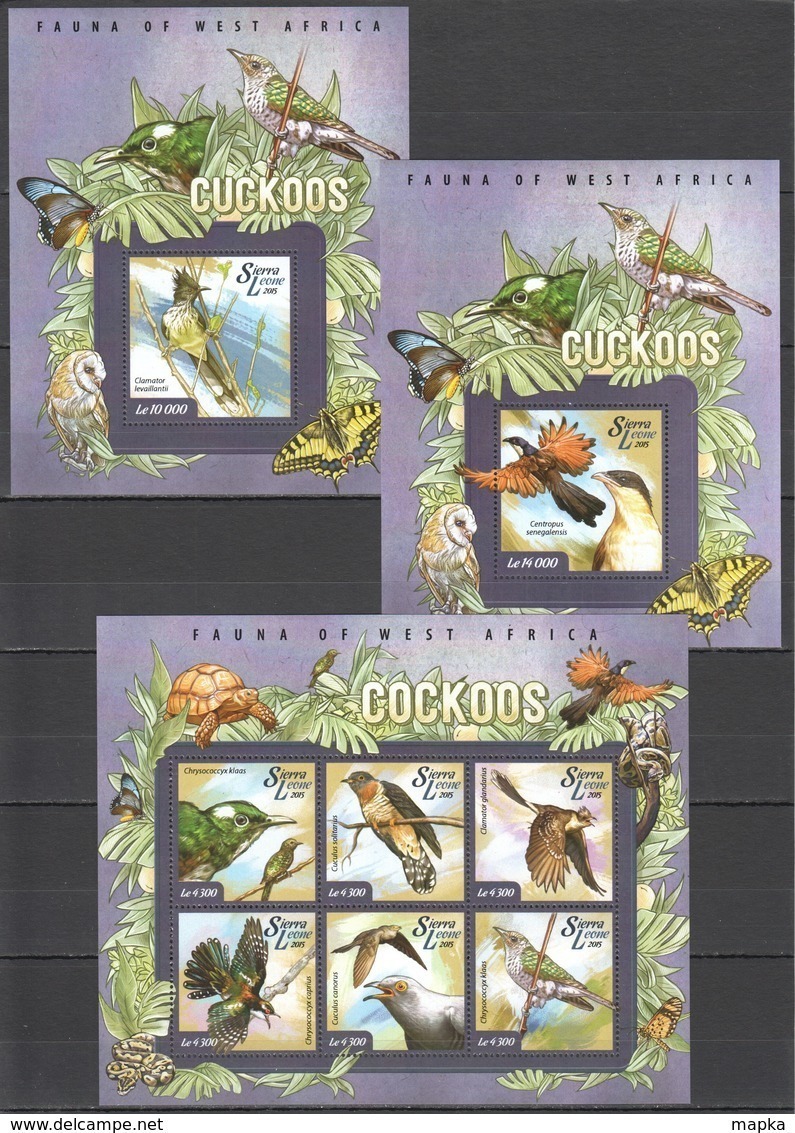 ST580 2015 SIERRA LEONE FAUNA BIRDS CUCKOOS 1KB+2BL MNH - Cuckoos & Turacos