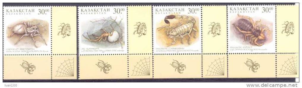 1997. Kazakhstan, Spiders, 4v With Corners D, Mint/** - Kazakhstan
