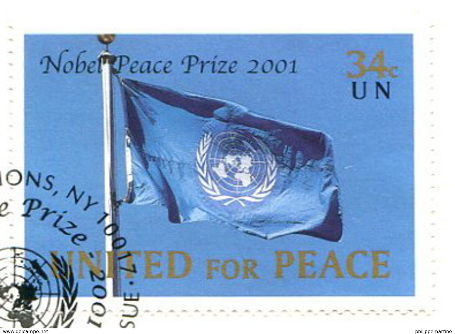 Nations Unies 2001 - NY YT 870 (o) - Le(s) Timbre(s) Sur Fragment Ou La FDC  30% De La Côte YT - Oblitérés