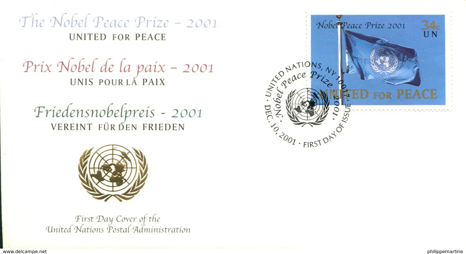 Nations Unies 2001 - NY YT 870 (o) - Le(s) Timbre(s) Sur Fragment Ou La FDC  30% De La Côte YT - Oblitérés