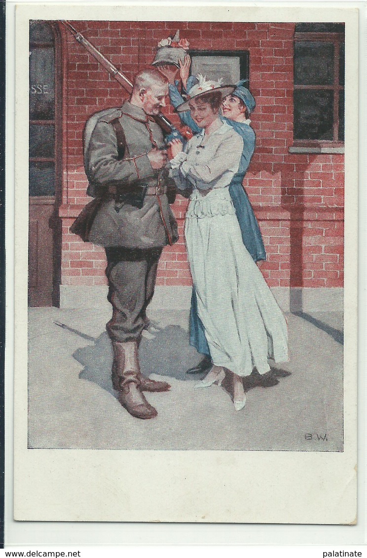 VOR DER ABFAHRT Kriegspostkarte Nr.8 Signiert Wennerberg Um 1915 - Wennerberg, B.