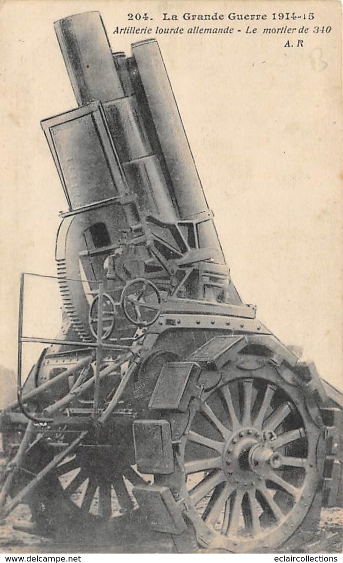 Thème.  Militaria. Matériel.    Artillerie Lourde Allemande. Mortier De 340      (Voir Scan) - Materiale