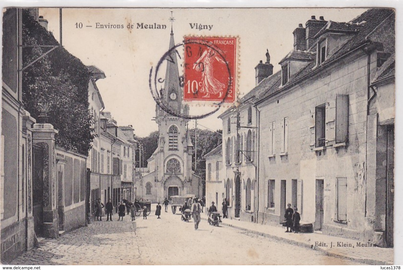 95 / ENVIRONS DE MEULAN / VIGNY / RUE DE L EGLISE / JOLIE CARTE / CIRC 1908 - Vigny