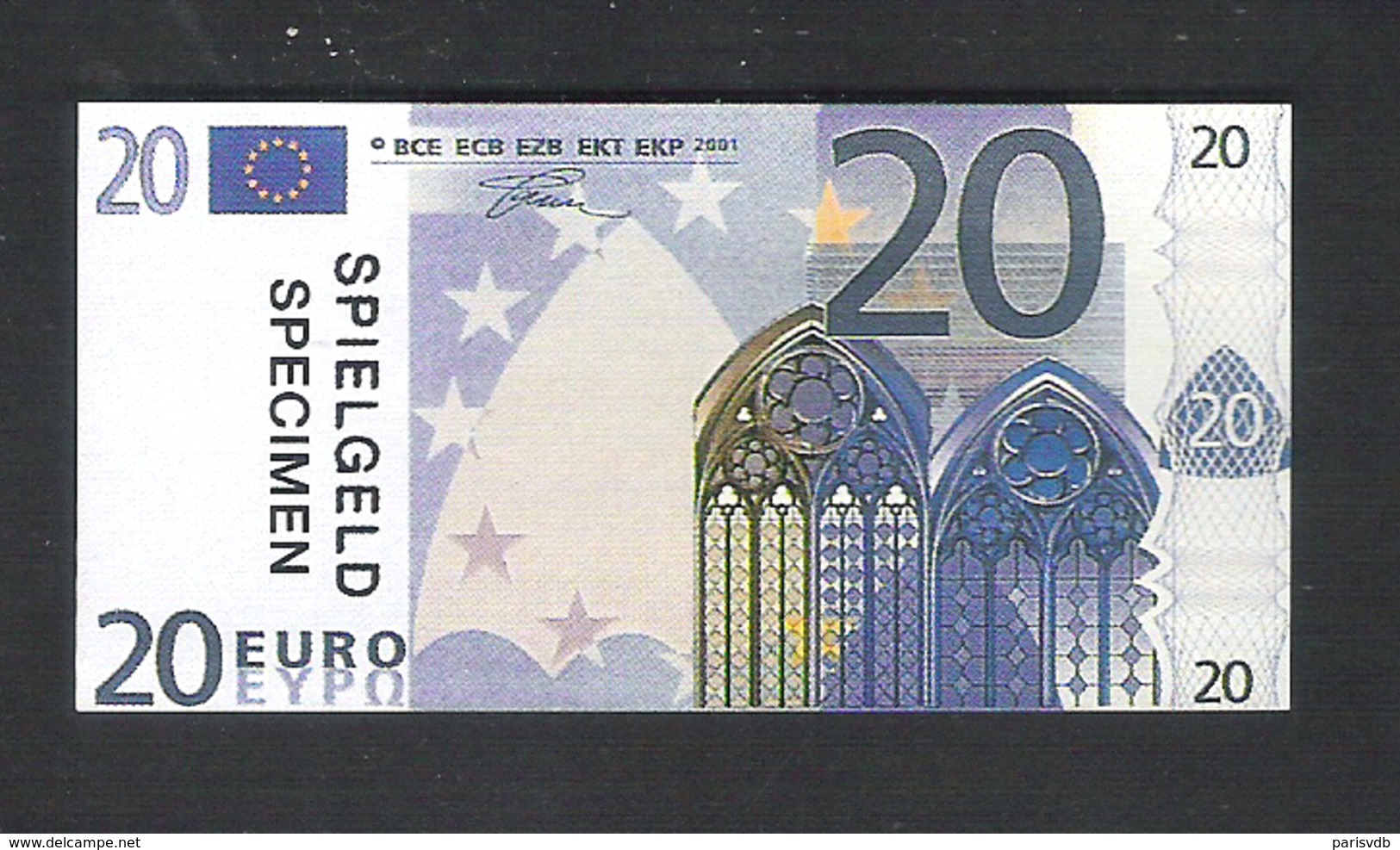 BANKBILJET 20 EURO - SPEELGELD  - 8 Cm X 4 Cm  (BB 30) - [ 8] Fakes & Specimens