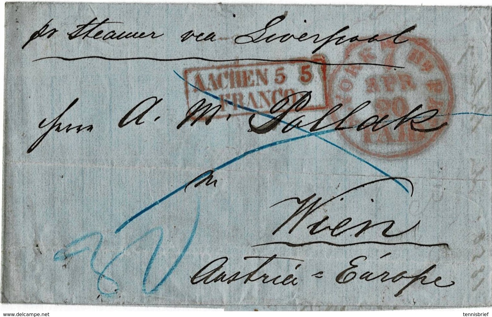 1858, USA Nach Wien , A3604 - ...-1850 Préphilatélie