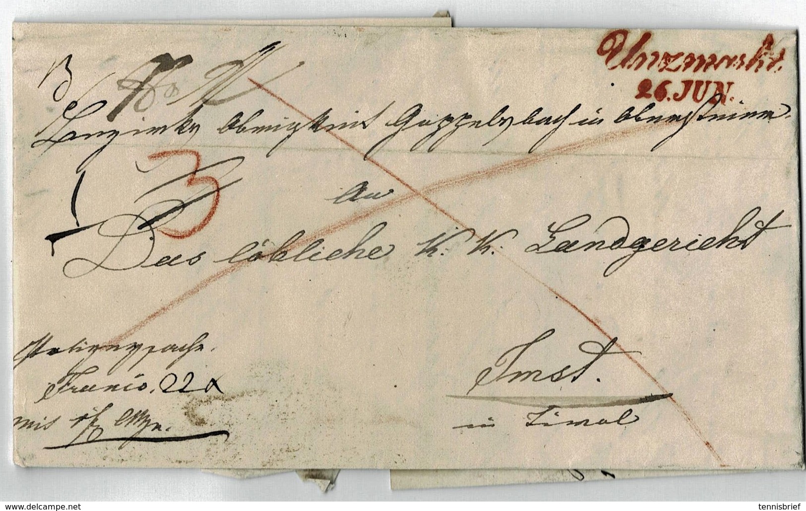 1846, " Unzmarkt " Rot, Lack-Siegel , A3605 - ...-1850 Préphilatélie