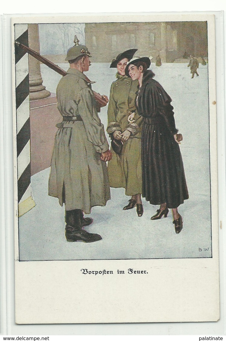 VORPOSTEN IM FEUER Lustige Blätter Serie VII Nr.2 Signiert Wennerberg Um 1915 - Wennerberg, B.
