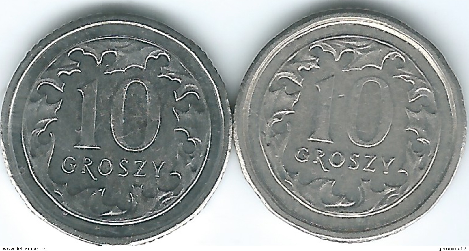 Poland - 10 Groszy - 2001 (KMY279) & 2017 (KMY971) - Pologne