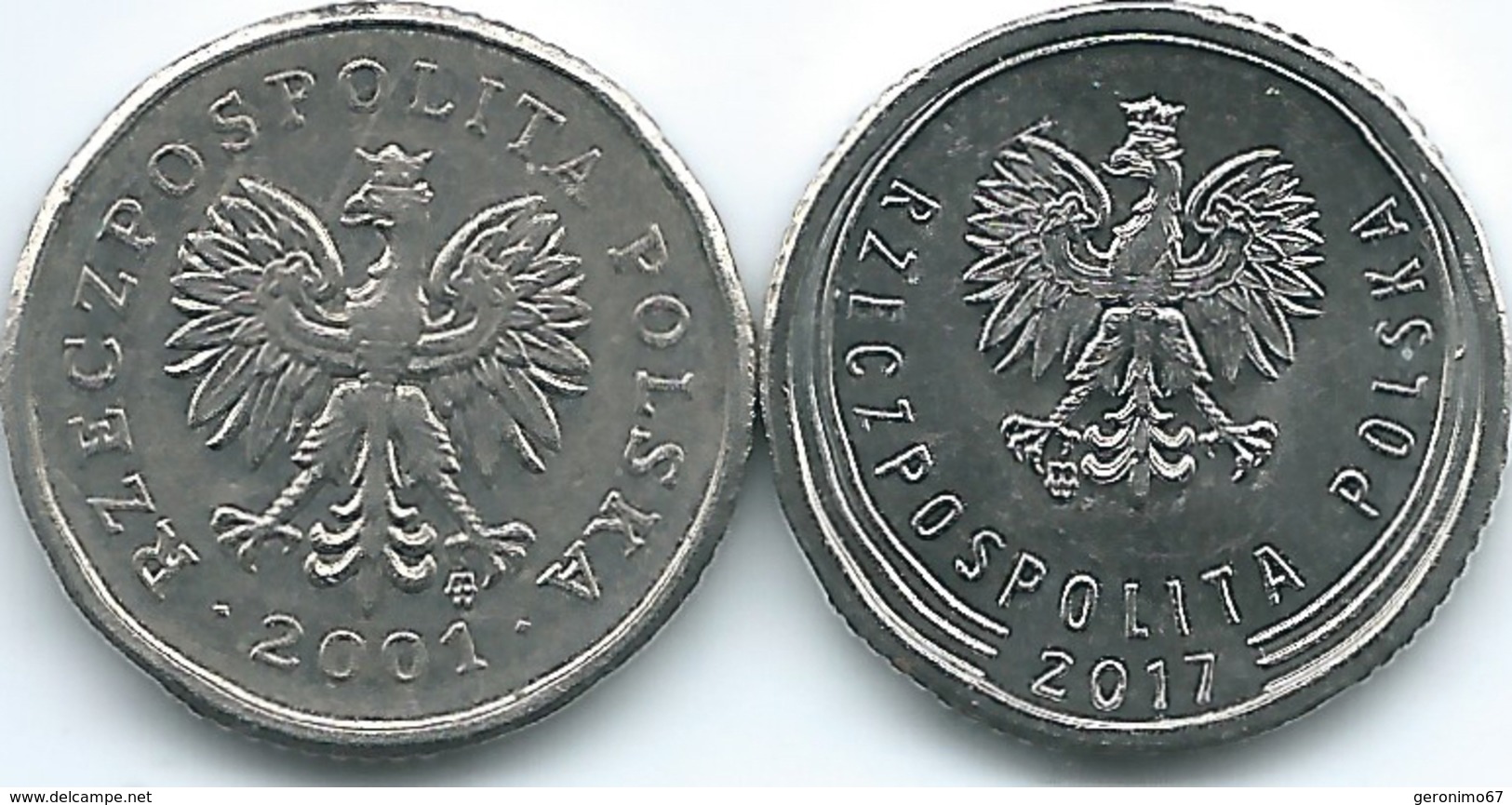 Poland - 10 Groszy - 2001 (KMY279) & 2017 (KMY971) - Pologne