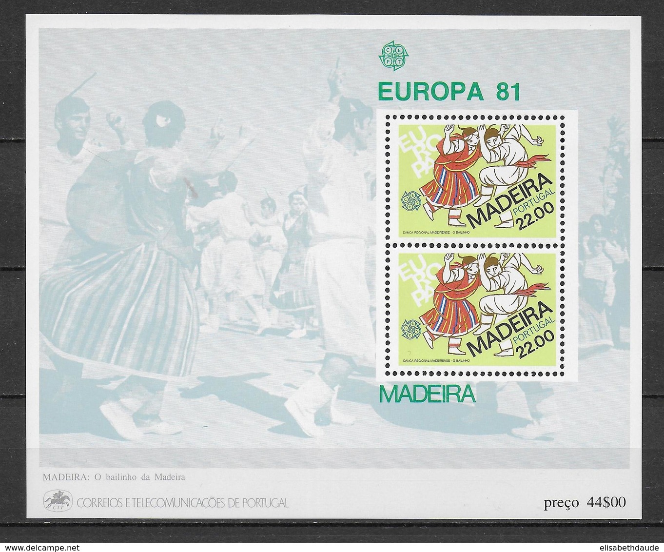 PORTUGAL / MADEIRA - EUROPA  1981 - BLOC N° 2 ** MNH - FOLKLORE / DANSES - Madeira