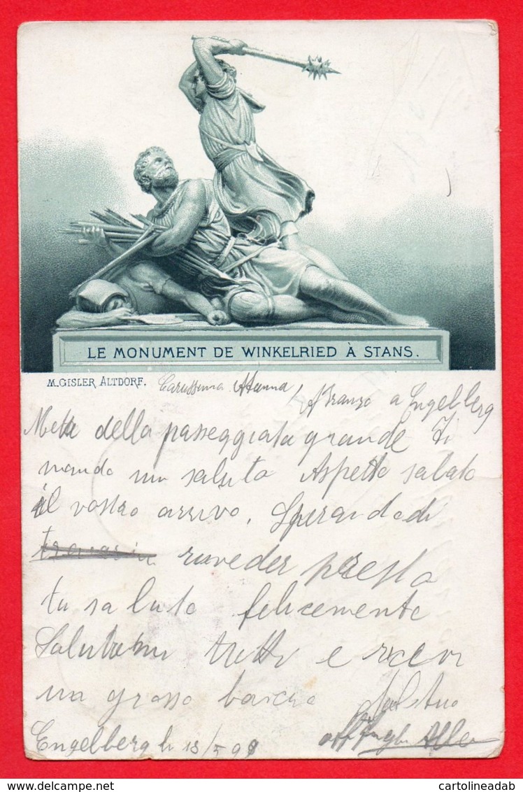 [DC6017] CPA - SVIZZERA - STANS - LE MONUMENT DE WINKELRIED A STANS - Viaggiata 1899 - Old Postcard - Stans