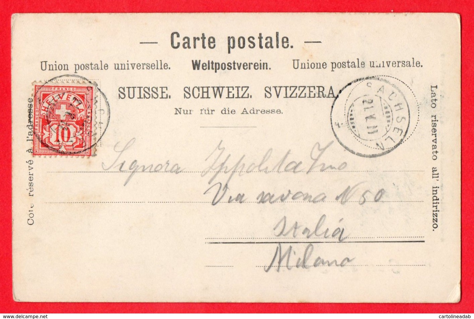 [DC6021] CPA - SVIZZERA - GRUSS AUS SACHSELN - INNERES DER PFARRKIRCHE - Viaggiata 1900 - Old Postcard - Sachseln