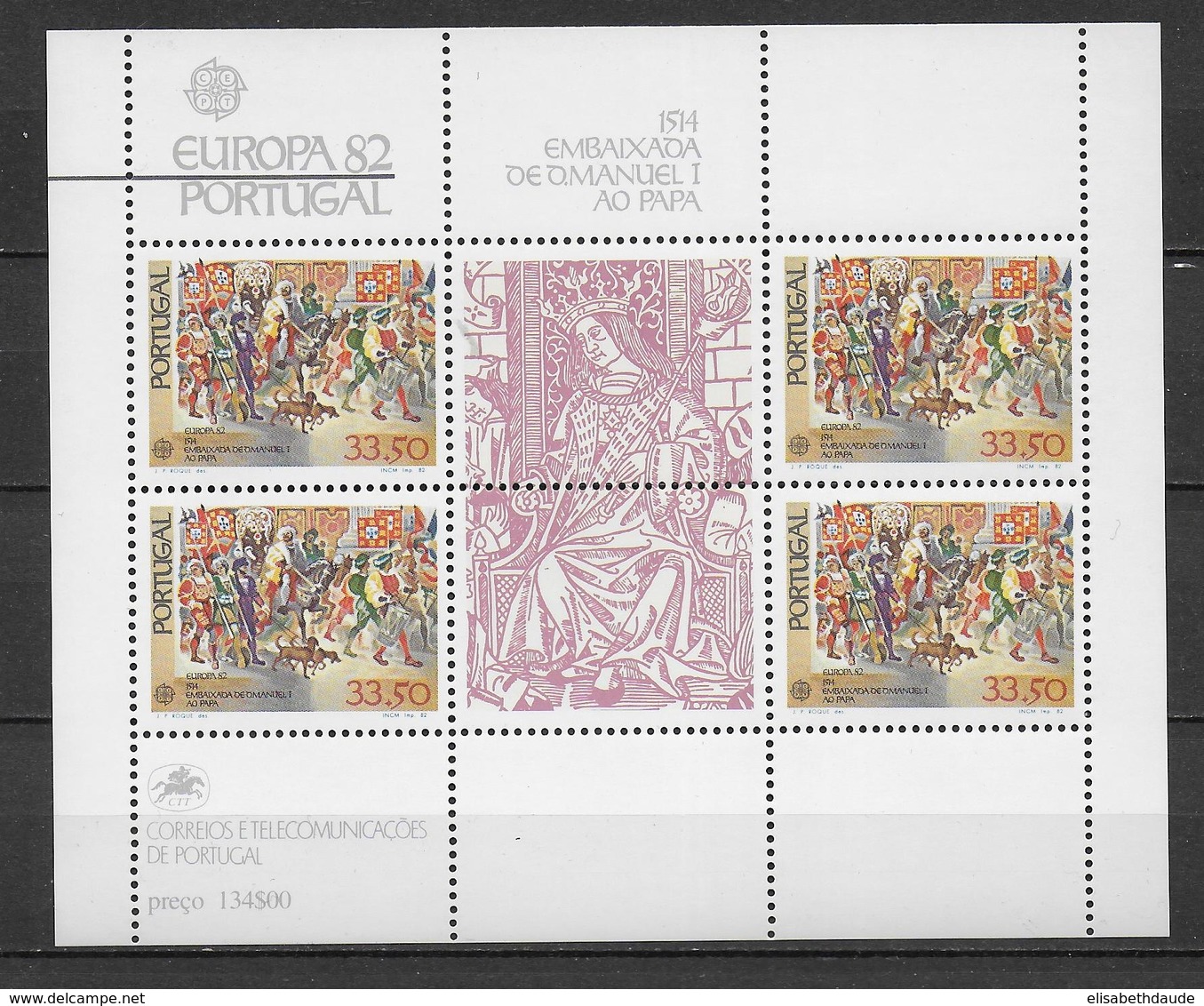 PORTUGAL - EUROPA  1982 - BLOC N° 36 ** MNH - HISTOIRE - Blokken & Velletjes