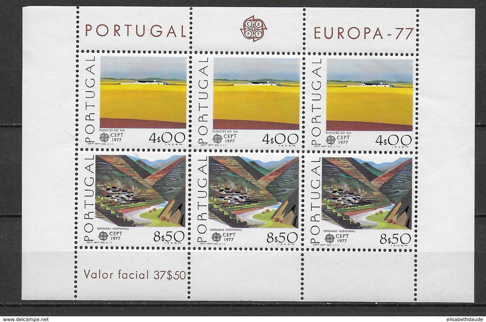 PORTUGAL  - EUROPA  1977 - BLOC N° 20 ** MNH - PAYSAGES - Blocs-feuillets