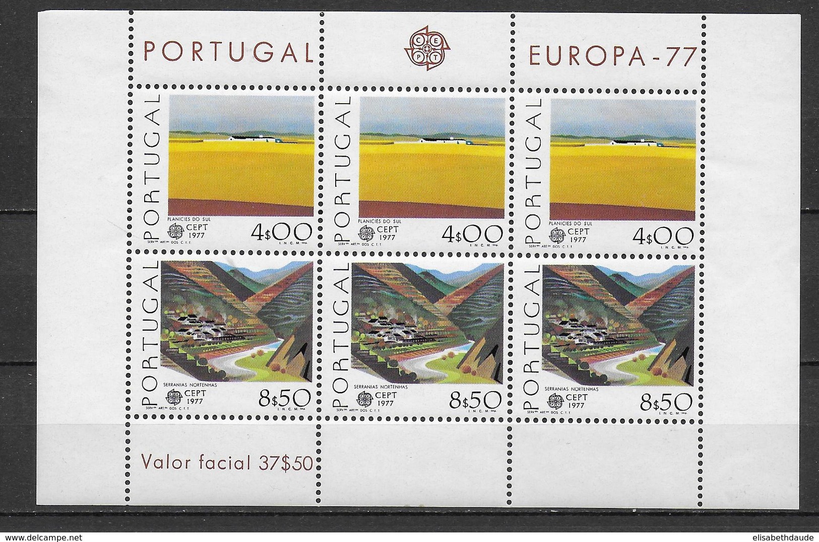 PORTUGAL  - EUROPA  1977 - BLOC N° 20 ** MNH - PAYSAGES - Blokken & Velletjes